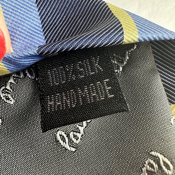 Paul Smith London Blue Yellow Diagonal Striped Silk Men’s Repp Neck Tie Handmad - Picture 6 of 6